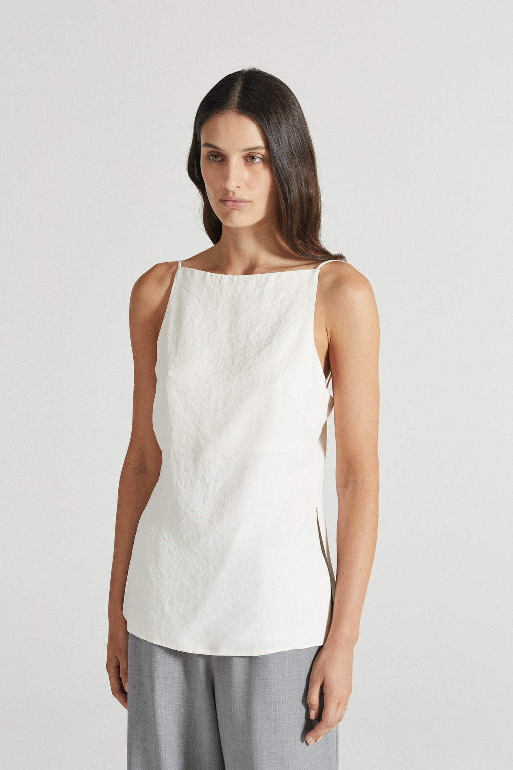 Lila crinkled-satin top