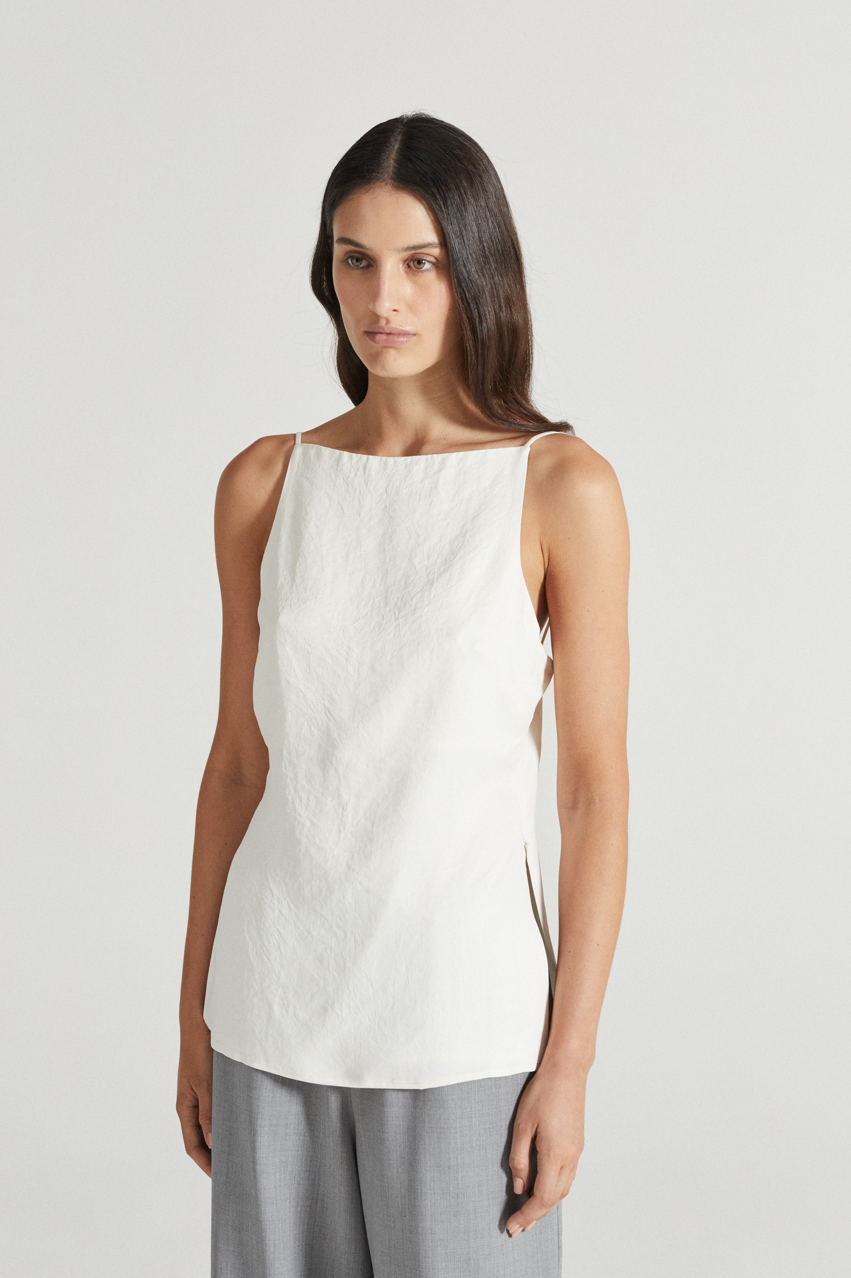 Lila crinkled-satin top