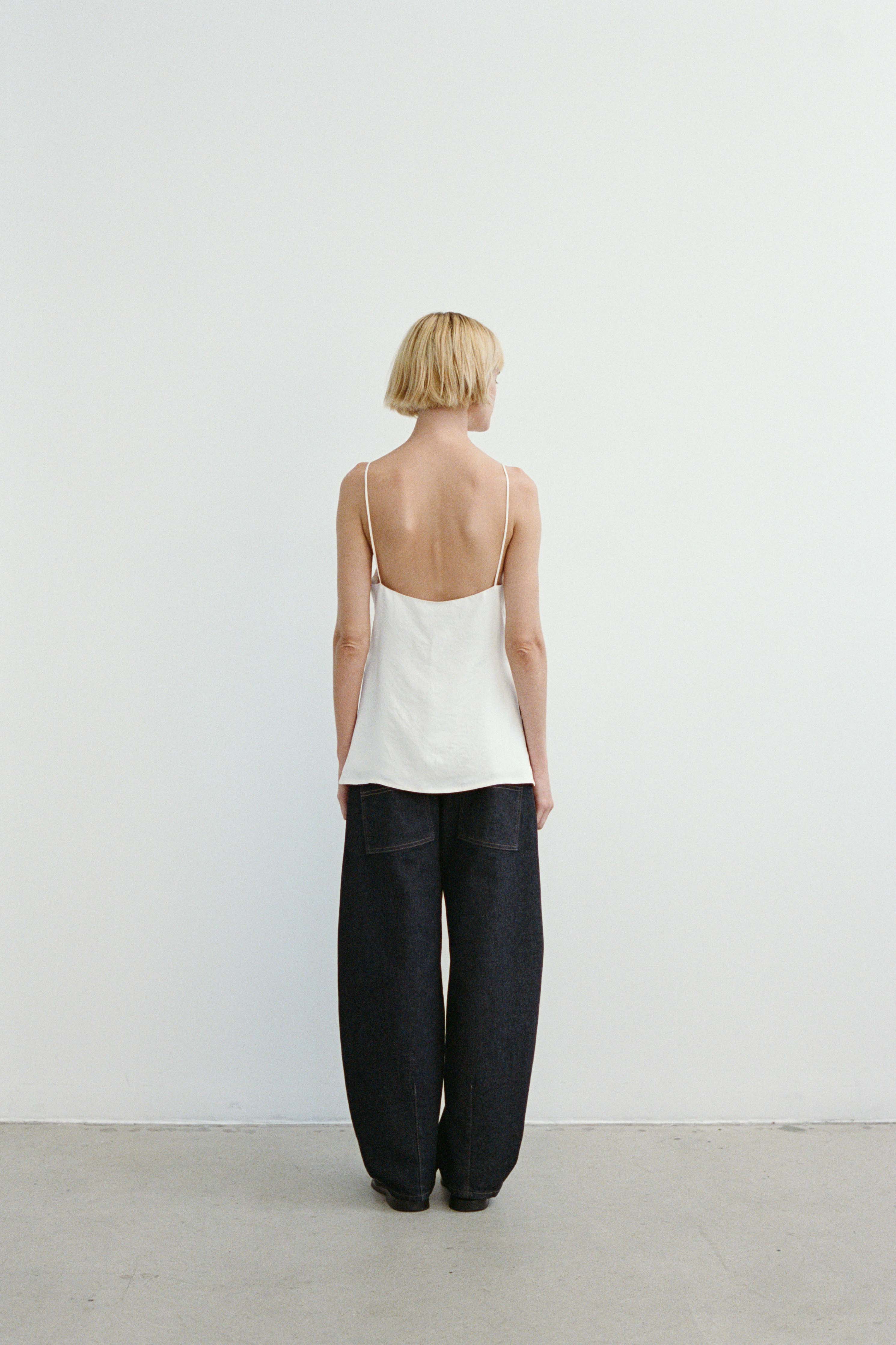 Lila crinkled-satin top