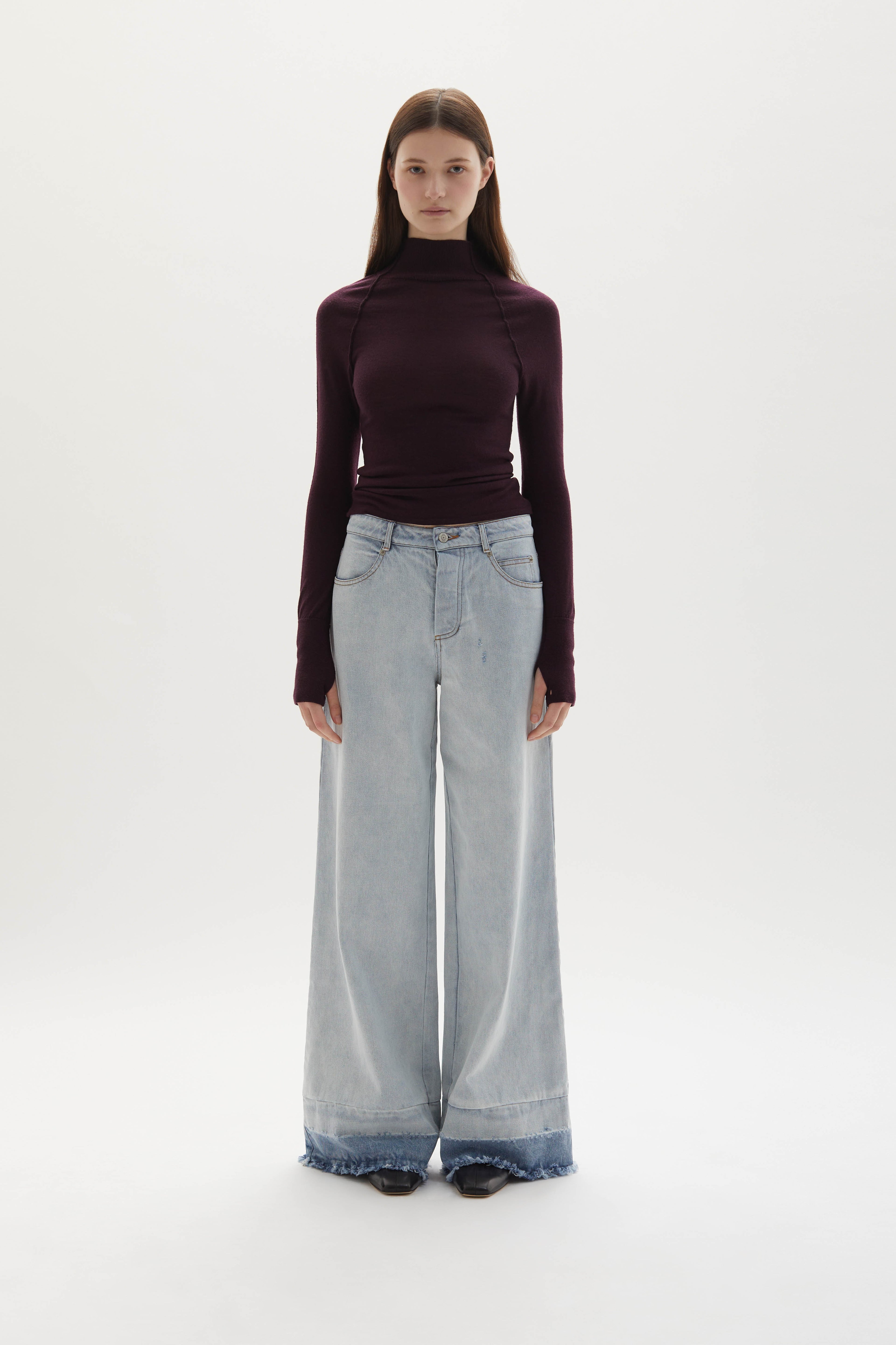 Adrianne distressed mid-rise wide-leg jeans