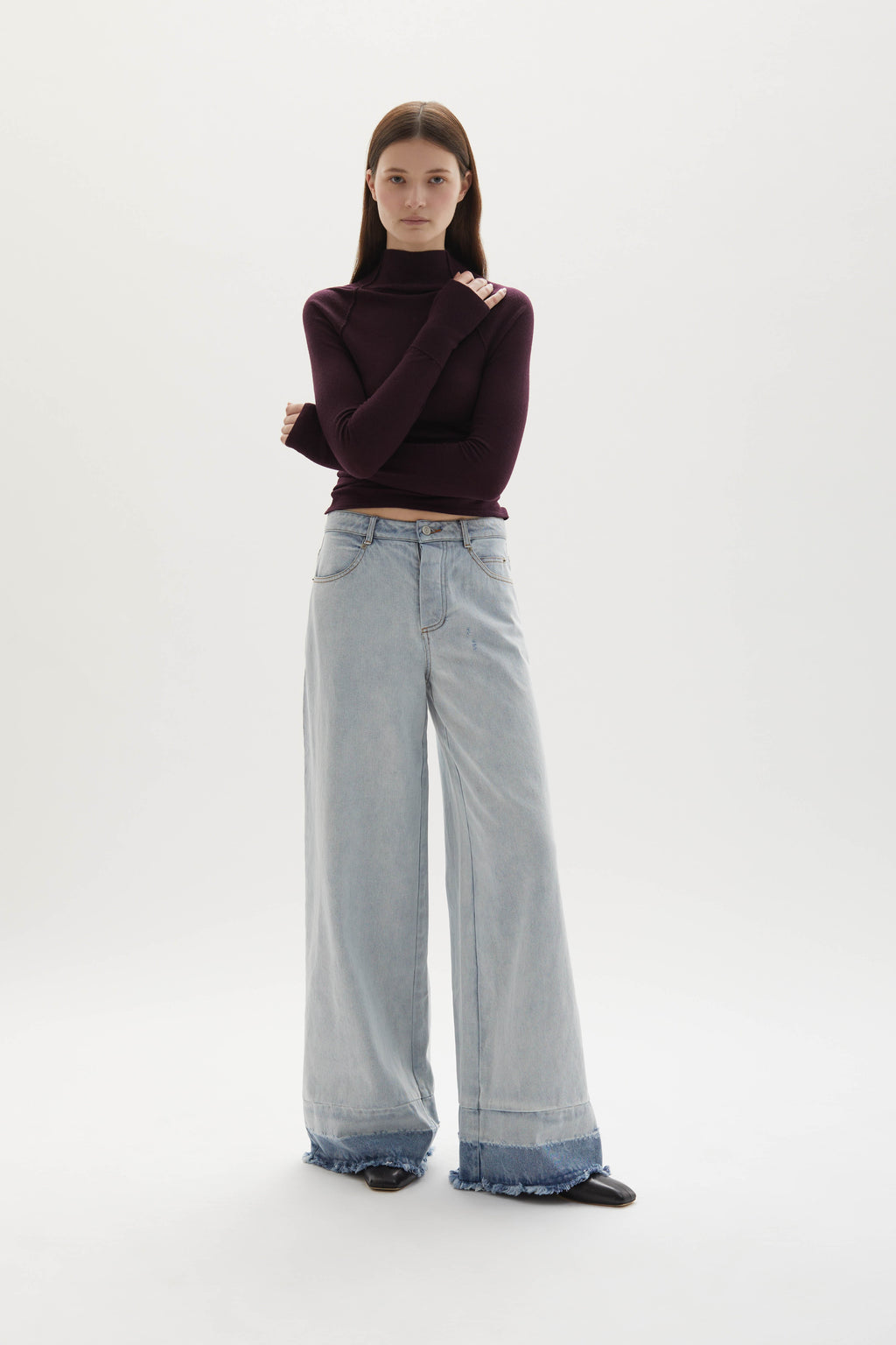 Adrianne distressed mid-rise wide-leg jeans