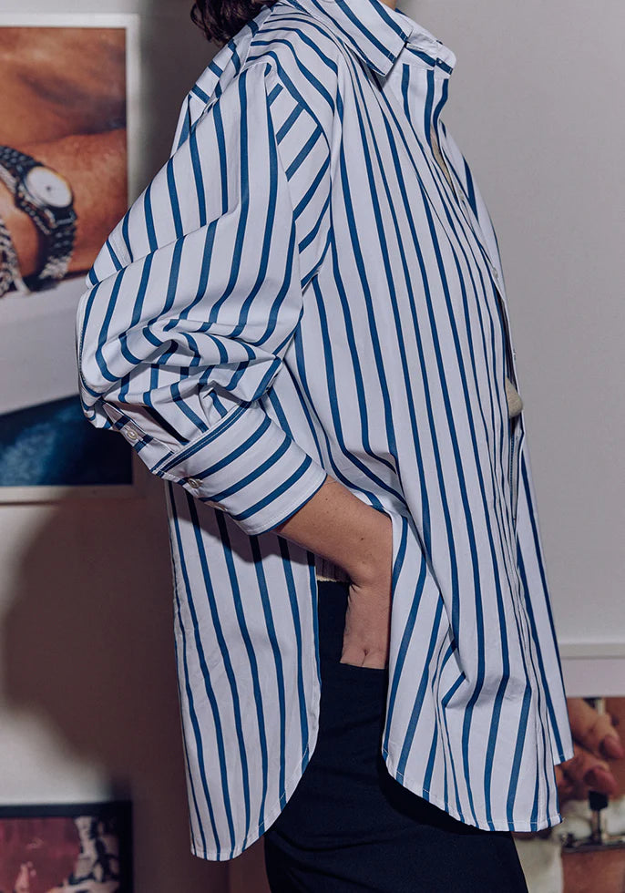 Striped oversized cotton-poplin shirt